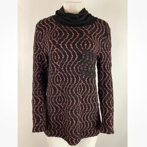 NWT Kozan Sz S Taran Textured Tunic Top Red Black Polyester Spandex Pullover